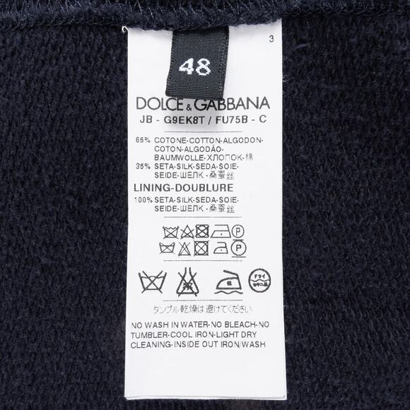 Dolce & Gabbana Cotton Silk Hoodie Men's 48 (Medium) Dark Blue - Picture 8 of 8